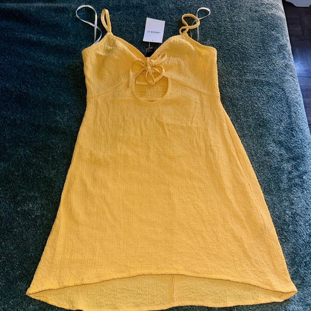 Forever 21 Sunny Yellow Textured Dress SMALL